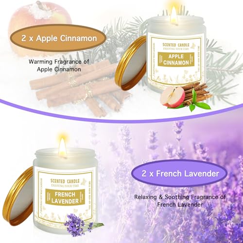 4 Pack Candles for Home Scented, Lavender & Cinnamon Candles Gifts for Women, 28 oz 200H Long zsalttAu supplements