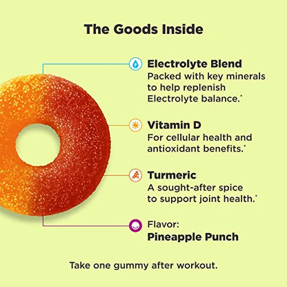 OLLY Post-Game Recover Workout Gummy Rings, Vitamin D, Turmeric, Electrolytes, Pineapple OLLYUS supplements