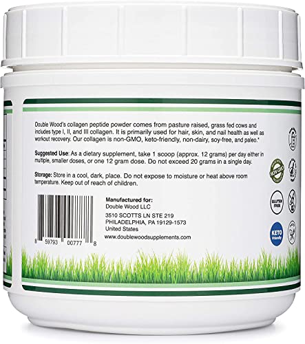 Collagen Peptides Powder - Hydrolyzed Collagen, Keto Safe - 16.08oz - Multi Type 1, 2 Double Wood SupplementsUS supplements