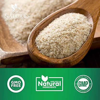 High Absorption Psyllium Husk Capsules 1450mg, Natural Soluble Fiber Supplement Non-GMO Nature's NutritionUS supplements