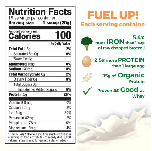 Growing Naturals | Vanilla Rice Powder 15g Plant Protein | 2.8G BCAA, Low-Carb Growing NaturalsUS supplements