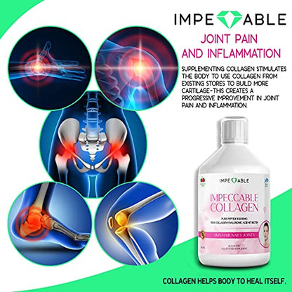 IMPECCABLE Collagen 10.000mg hydrolyzed Sugar Free Liquid Marine Collagen | Supplements for Women and Men ImpeccableUS supplements