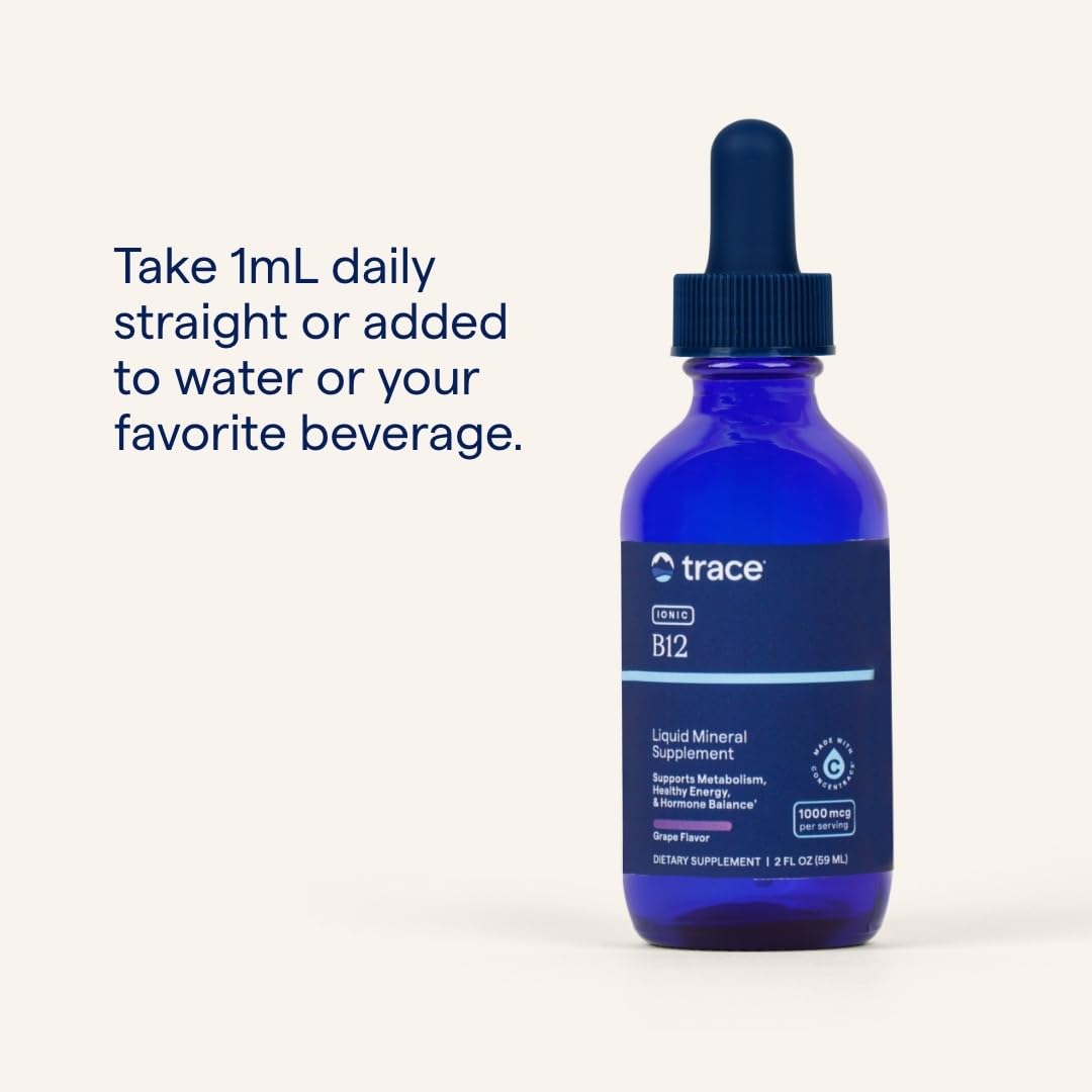 Trace Minerals Ionic B12 - Liquid Multivitamin for Hormone Balance & Healthy Nerve Function - Supports Metabolic Health - Enzyme Production - Natural Wellness Formula - 2 fl oz (59 Servings) Trace MineralsAu supplements