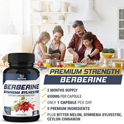 BMVINVOL 5-in-1 Berberine Supplement 6100mg with Ceylon Cinnamon, Gymnema Sylvestre BMVINVOLUS supplements