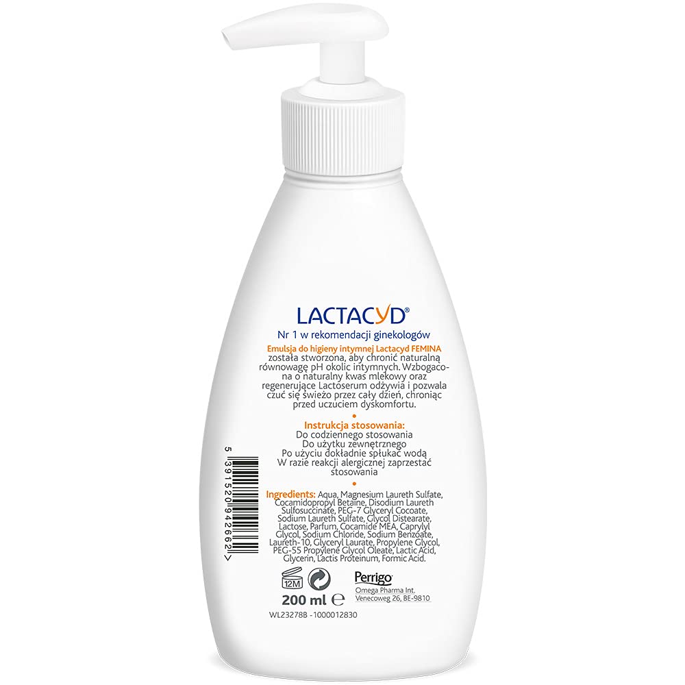 Lactacyd Femina Emulsion for Intimate Hygiene 200 ml LactacydAu supplements