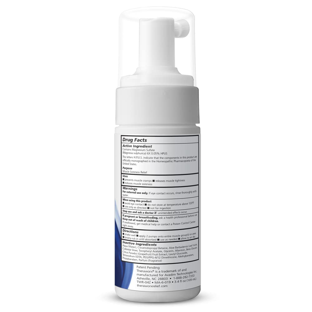 THERAWORX Relief Fast-Acting Foam for Leg & Foot Cramps and Muscle Soreness, 3.4oz Travel Size TheraworxAu supplements