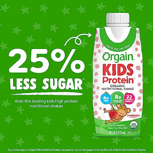 Orgain Organic Kids Nutritional Protein Shake, Strawberry - Kids Snacks with 8g Dairy OrgainAu supplements