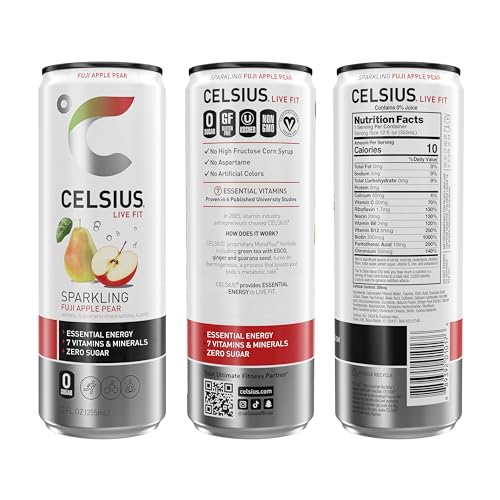 CELSIUS Sparkling Fuji Apple Pear, Functional Essential Energy Drink 12 Fl Oz (Pack of 12) CELSIUSUS supplements