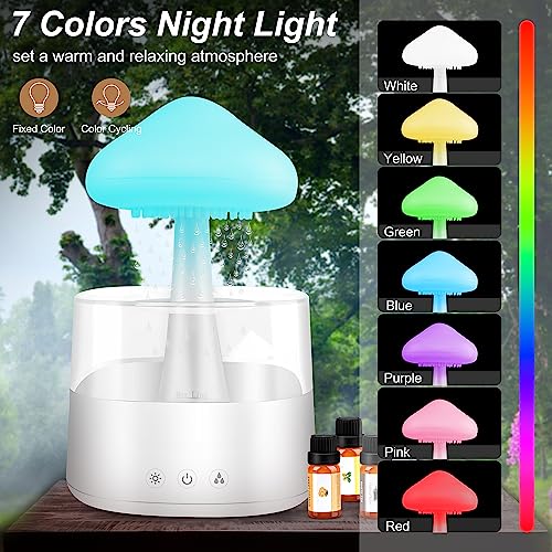 Mushroom Humidifier with Essential Oils, Night Light with 7 Changing Colors, Desk Cloud Lights MriykioAu supplements