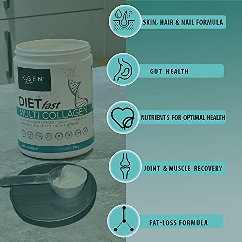 K-GEN Multi Collagen Peptides Powder Hydrolyzed Grass Fed Bovine, Wild Caught Marine | Advanced Diet Collagen Types I, III, IV & V Hyaluronic K GEN ketogenic enhancementAu supplements