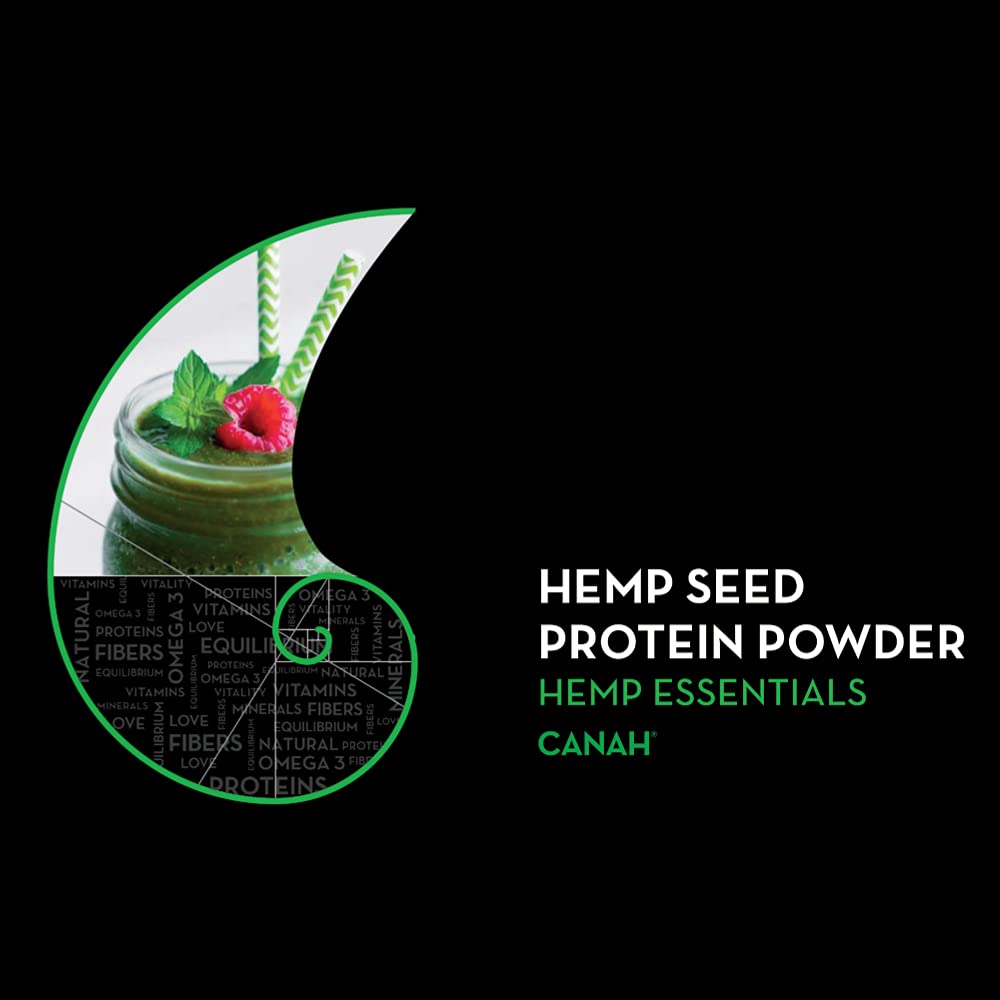 Canah® Natural Hemp Protein Powder 1 kg Vegan, High in Protein, Fibre, Omega 3 & Omega 6, Amino Acids, Vitamins and Minerals, Certified Kosher + Free Bonus Recipes Hemp EssentialsAu supplements