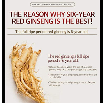 6 Years Red Ginseng 365 Stick Korea ginsengUS supplements