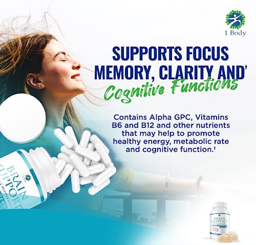 1 Body Brain Support: Twin Pack - 90 Capsules Each - Alpha GPC 1 BodyUS supplements