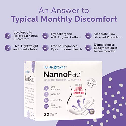 NannoPad Regular Pads for Women - Nannocare Certified Organic Cotton Pads - Pads with Wings NannoPadAu supplements