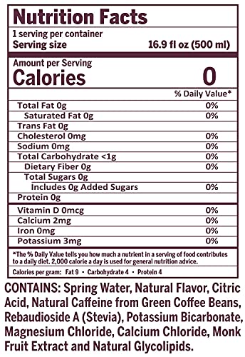 Cafeina - Naturally Flavored Black Cherry Caffeinated Spring Water (12 Pack) - 100mg Caffeine CAFEINAUS supplements