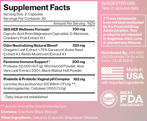 365 HER Biolicious Natural Vaginal Care Supplement (60 Capsules) | Neutralizes Odor and Reduces Discharge 365 HERAu supplements