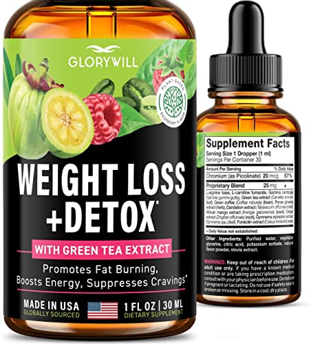 Weight Loss Drops Natural Detox Made in USA - Diet Drops for Fat Loss - Effective Appetite FQQFUS supplements