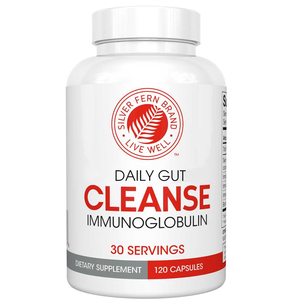 Silver Fern Cleanse - Daily Gut - 1 Bottle - 120 Capsules - 30 Day Supply - Immunoglobulin G, A & M -(IgG, IGA, IgM) - Postbiotic Silver FernAu supplements