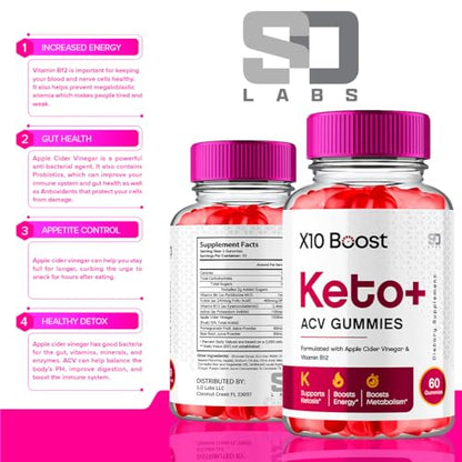 (2 Pack) X10 Boost Keto ACV Gummies Advanced Weight Loss, X10 Boost Keto S.O LabsUS supplements
