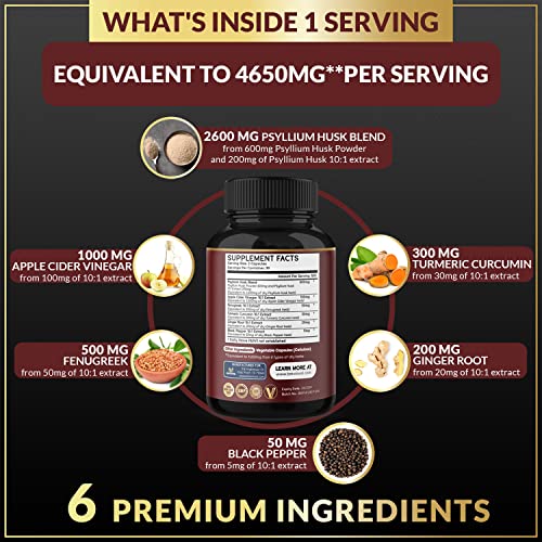 BMVINVOL Psyllium Husk Fiber Supplement 4650mg - Apple Cider Vinegar, Fenugreek BMVINVOLAu supplements