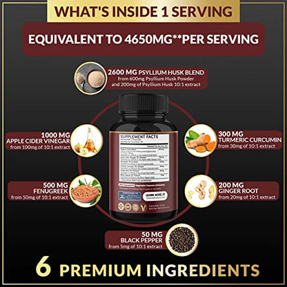 BMVINVOL Psyllium Husk Fiber Supplement 4650mg - Apple Cider Vinegar, Fenugreek BMVINVOLUS supplements