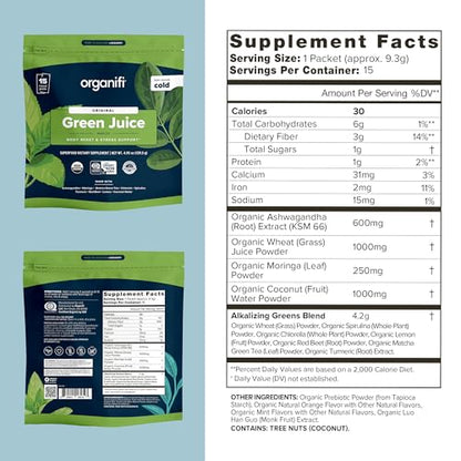 Organifi: GO Packs - Green Juice - Organic Superfood Supplement Powder - 15 Servings OrganifiUS supplements
