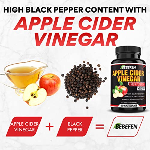 Apple Cider Vinegar Capsules - 5050mg Formula Pills with Black Pepper Extract BEBEFENUS supplements