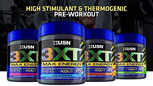 USN 3XT Max Pre-Workout Supplement Drink Mix Powder for Energy, Endurance and Pump USNUS supplements