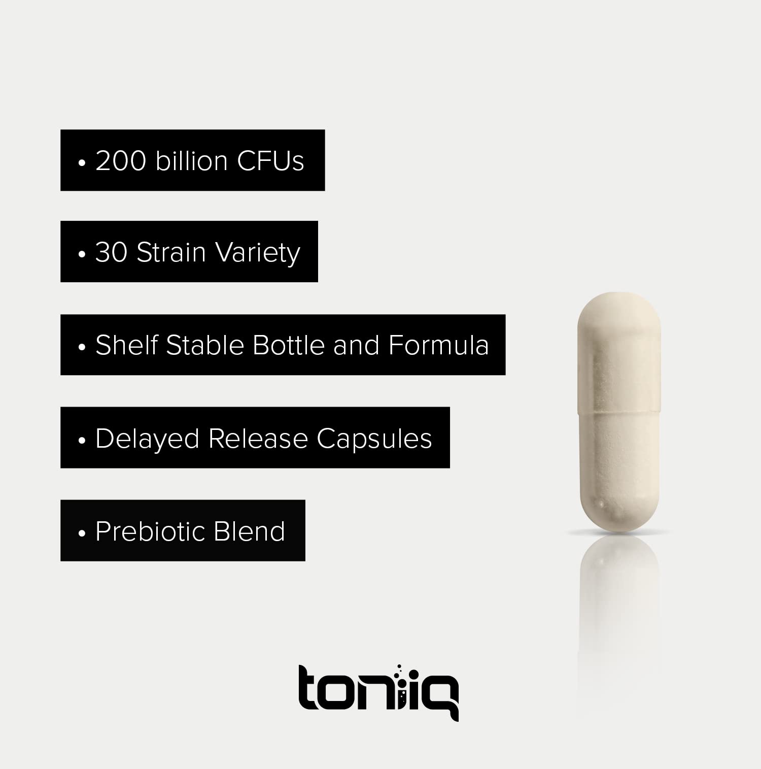 Toniiq 200 Billion CFU Probiotic Supplement 30 Verified Third-Party Tested Strains - Fully Shelf-Stable Probiotics Formula with Prebiotic Blend - Extended Release Capsules ToniiqAu supplements