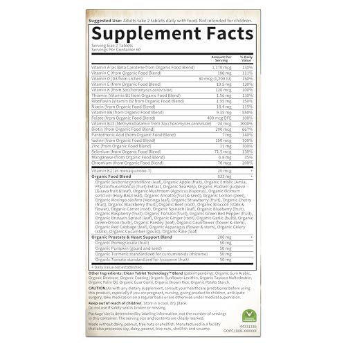 Garden of Life Organics Men's 40+ Multivitamin with Prostate Support, B12 & Vitamins – Vegan Daily Whole Food Multivitamin, Non-GMO, Certified Organic, 120 Tablets Garden of LifeAu supplements