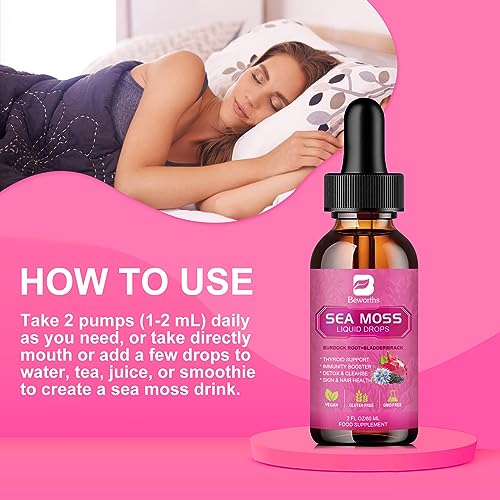 3000mg Sea Moss Liquid Drops - Black Seed Oil & Irish Sea Moss Gel B BEWORTHSUS supplements
