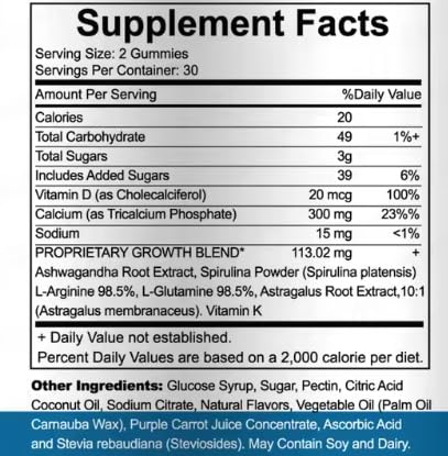Velmira® Heightener Gummies for Bone Health & Development Support – Essential Vitamins & Minerals, Easy-to-Chew Gummies for Kids, Teens & Adults (Ages 5+) VelmiraAu supplements