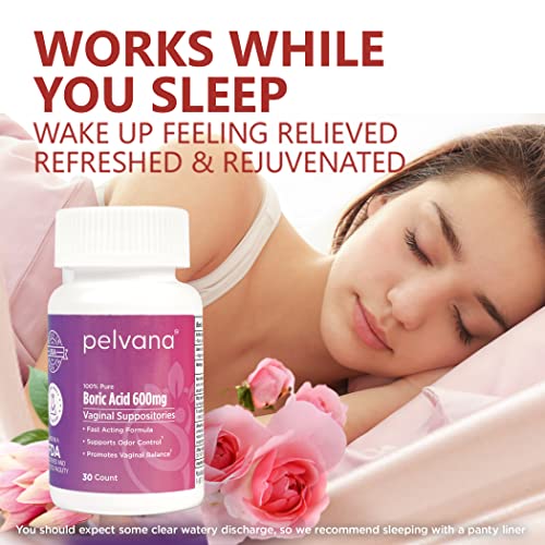 Pelvana Boric Acid Suppositories for Women 30 - for Vaginal pH Balance, Odor Control, Itching, & Discharge PelvanaAu supplements