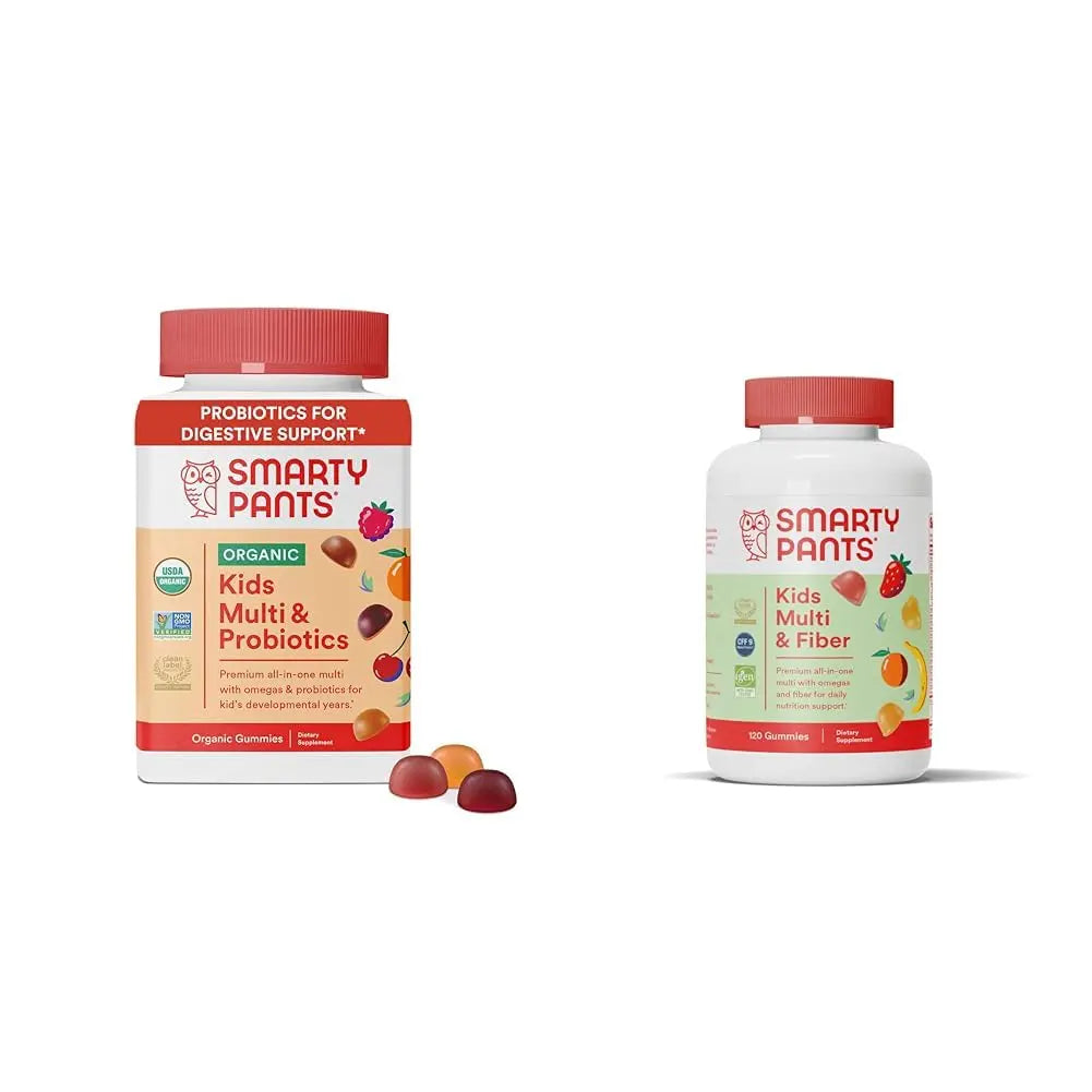 SmartyPants Organic Kids Multivitamin Gummies: Probiotics, Omega 3 (ALA) & Kids Multivitamin Gummies and Fiber Supplement: Omega 3 Fish Oil (EPA/DHA), Vitamin D3, C, Vitamin B12 SmartyPantsAu supplements