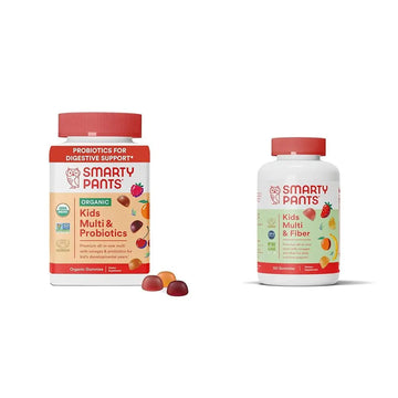 SmartyPants Organic Kids Multivitamin Gummies: Probiotics, Omega 3 (ALA) & Kids Multivitamin Gummies and Fiber Supplement: Omega 3 Fish Oil (EPA/DHA), Vitamin D3, C, Vitamin B12 SmartyPantsAu supplements