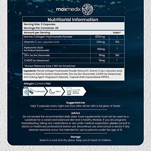 Marine Collagen Capsules 1455mg - Naticol Type 1 Collagen Supplements for Women & Men maxmedixUS supplements