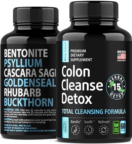 Colon Cleanse - Detox, Digestive Health, Psyllium Husk, Aloe Vera, Bentonite Clay, Acidophilus Probiotic S RAW SCIENCEAu supplements