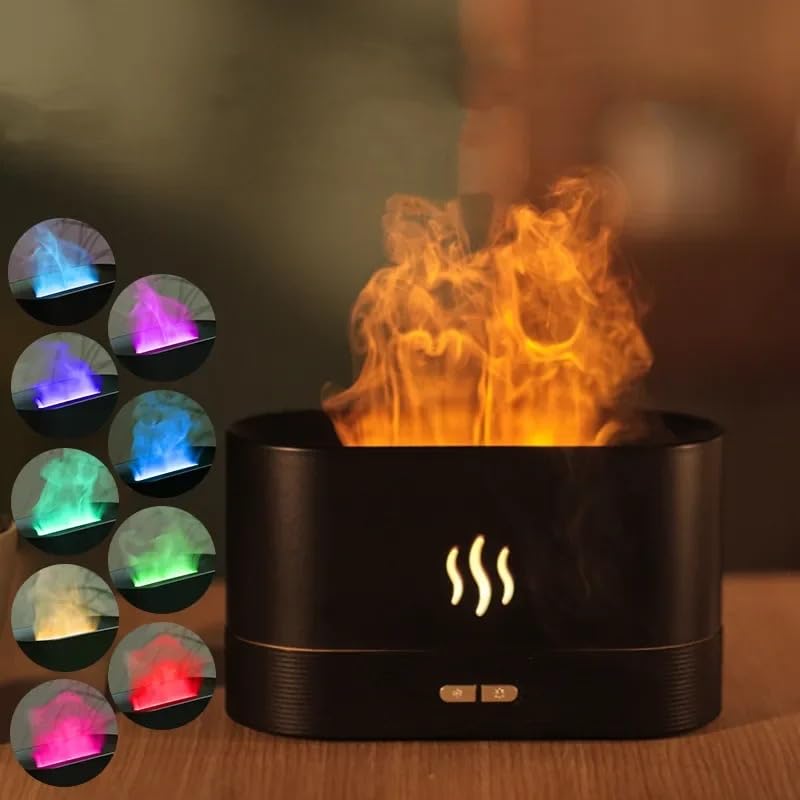 Flame Aroma Diffuser Humidifier 180ml, Oil Essential 2 Modes Brightness Aroma Humidifier GenericAu supplements