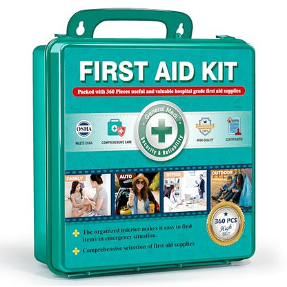 General Medi 360 Pieces Hardcase First Aid Kit - Comprehensive Large First Aid Box General MediUS supplements