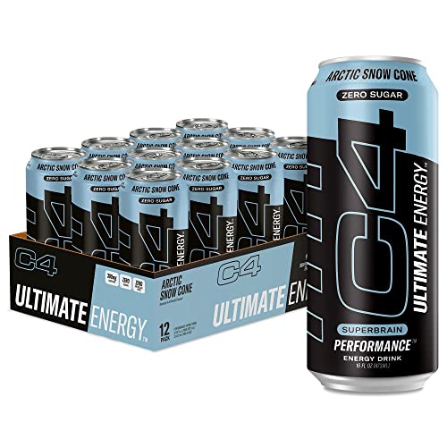 C4 Ultimate Sugar Free Energy Drink 16oz (Pack of 12) | Arctic Snow Cone | Pre Workout CellucorAu supplements