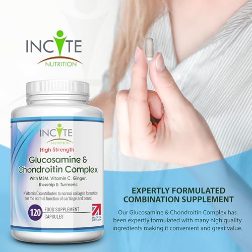 Glucosamine and Chondroitin High Strength Complex with MSM, Vitamin C, Ginge Incite NutritionUS supplements