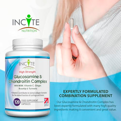 Glucosamine and Chondroitin High Strength Complex with MSM, Vitamin C, Ginge Incite NutritionUS supplements