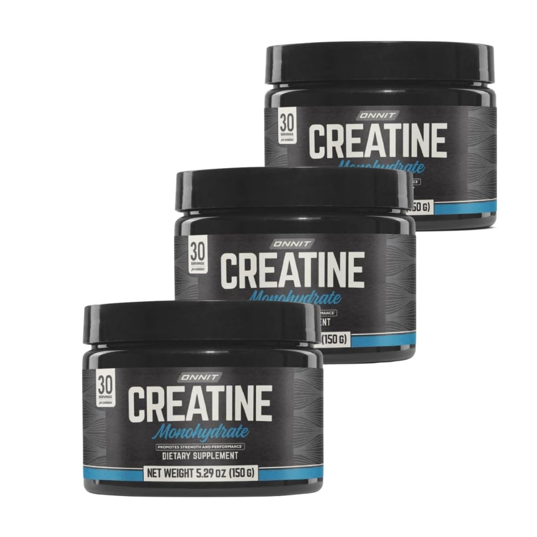 ONNIT Creatine Monohydrate Powder – IGEN™ Non-GMO Tested, 5g Premium Creatine for Muscle Strength, Power & Lean Mass, Supports Brain Health & Cellular Energy, Unflavored, 30 Servings, 5.29 oz 3-Pack ONNITAu supplements