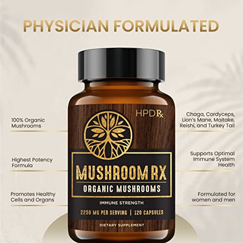 HPD Rx Mushroom Rx Organic Mushroom Extract Blend Max Immunity Dose, Lion’s Mane HPD RxUS supplements