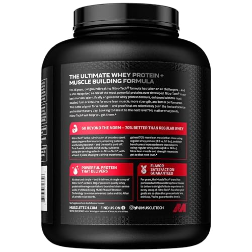 Whey Protein Powder, MuscleTech Nitro-Tech Whey Protein Isolate & Peptides, Protein MuscleTechUS supplements