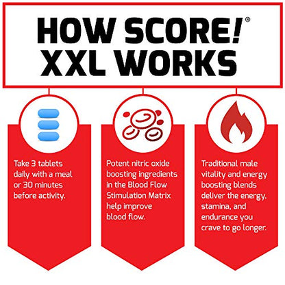 FORCE FACTOR Score! XXL, 3-Pack, Nitric Oxide Booster Supplement for Men with L Force FactorUS supplements