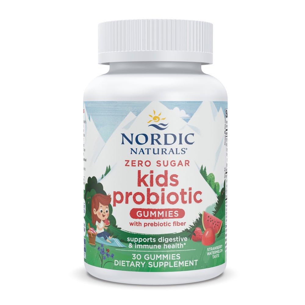 Nordic Naturals Zero Sugar Kids Probiotic Gummies - Strawberry Watermelon Flavor - 30 Gummies - Supports Digestive Wellness & Immune Health - Non-GMO - Third Party Tested - Vegan - 30 Servings Nordic NaturalsAu supplements