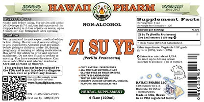 HawaiiPharm Zi Su Ye Alcohol-Free Liquid Extract, Zi Su Ye (Perilla Frutescens) Dried Leaf HawaiiPharmUS supplements