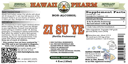 HawaiiPharm Zi Su Ye Alcohol-Free Liquid Extract, Zi Su Ye (Perilla Frutescens) Dried Leaf HawaiiPharmAu supplements