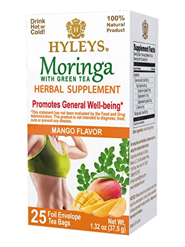 Hyleys Tea Moringa Oleifera with Mango Flavor - 25 Tea Bags (Miracle Tree Tea) HYLEYSUS supplements